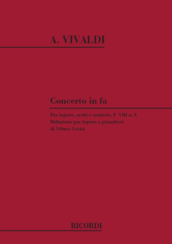 Concerto in Fa Maggiore per Fagotto, Archi e BC - Rv 485 - F.Viii-8-Tomo 109 - Riduzione Per Fagotto E Pianoforte - fagot a klavír
